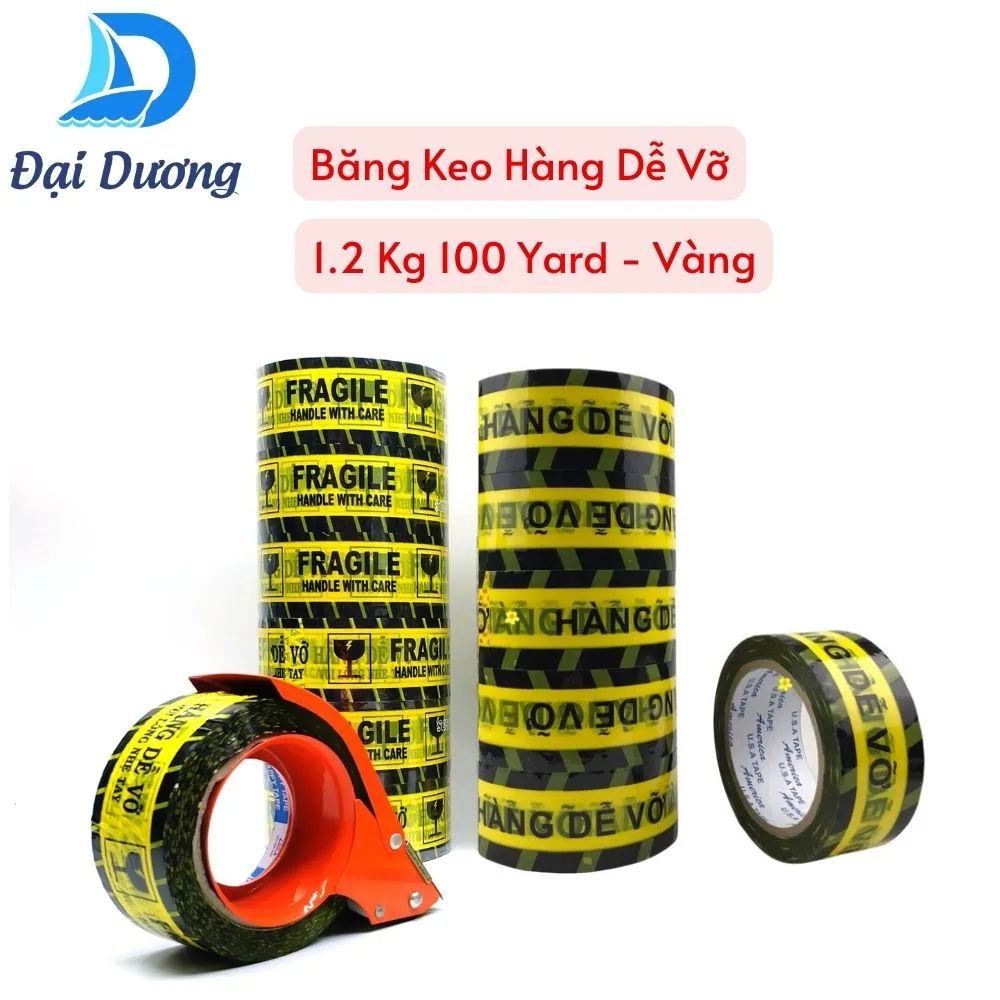 Băng keo Hàng dễ vỡ 1.2kg 100yard - Vàng