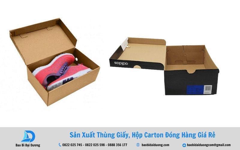 Hộp giấy carton đựng giày nắp liền thân