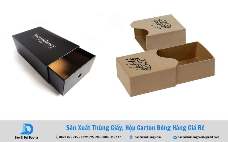 Hộp giấy carton đựng giày kéo trượt