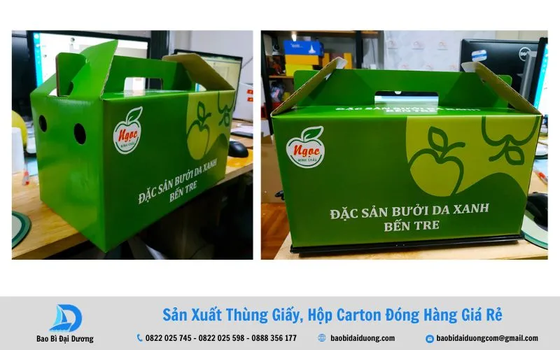 Mẫu thùng carton đựng bưởi da xanh