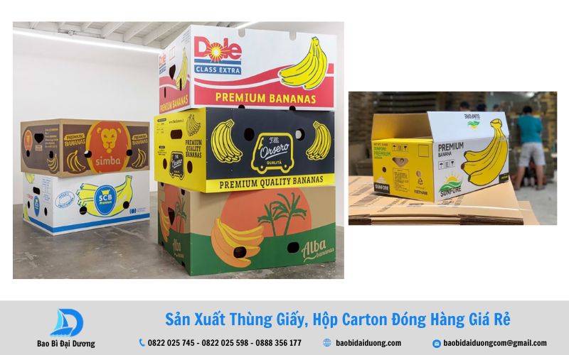 Mẫu thùng carton đựng chuối xuất khẩu