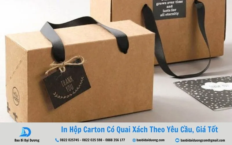 hộp carton có quai xách theo yêu cầu