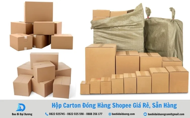 thùng carton đóng hàng shopee